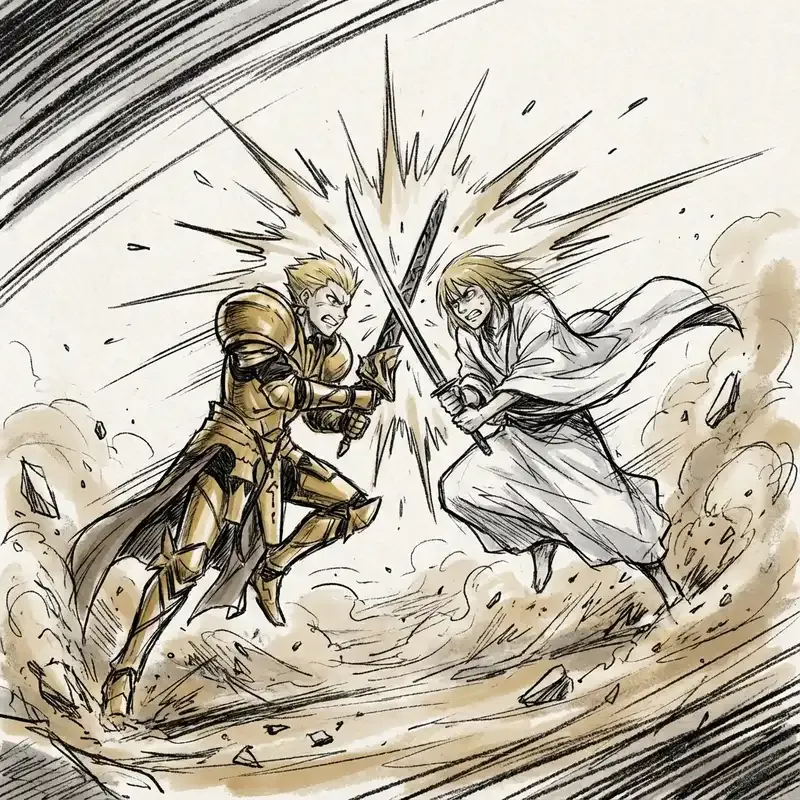 Gilgamesh vs Enkidu Fate strange Fake animation analysis