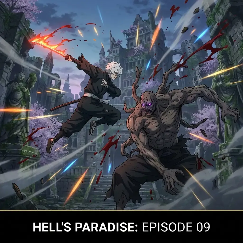 Gabimaru fighting Chōbei in his monstrous form in Hell's Paradise Season 2 Episode 1