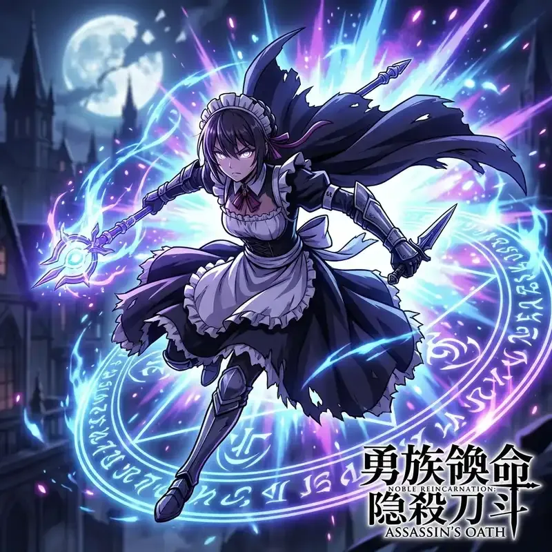 A maid casting a high-level magic spell in the middle of combat