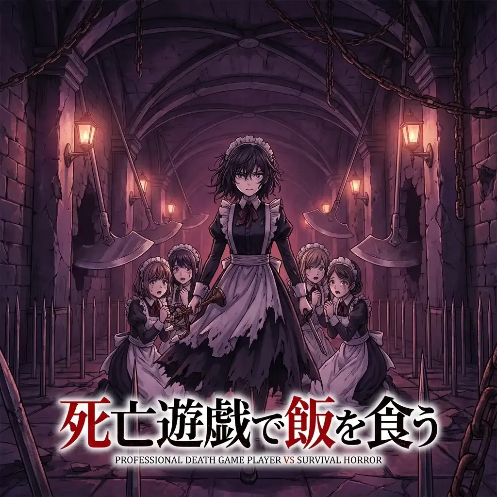 Shibou Yuugi de Meshi wo Kuu anime showing Yuki in maid uniform with deadly traps in gothic manor